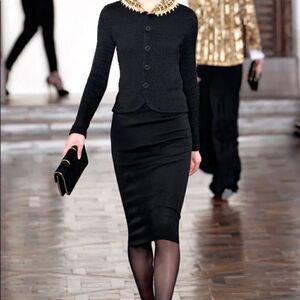 Ralph Lauren Vtg Black Wool Stretch Pencil Skirt